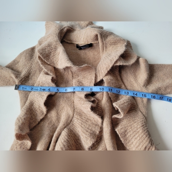 Etcetera Wool Blend Ruffle Cardigan Tan Size XS - Picture 6 of 8